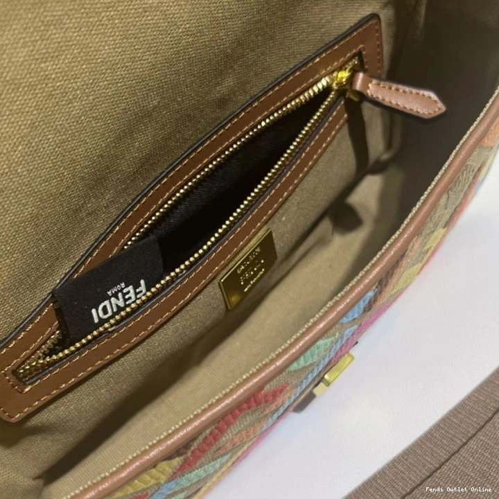 Cheap FF Canvas Medium Fendi Bag Motif In Beige Baguette Multi 0815